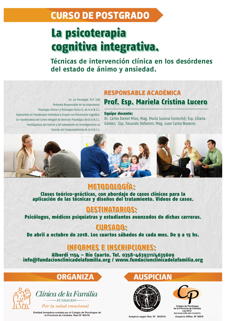 Afiche Curso Psicoterapia Cognitiva Integrativa